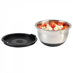 Bol de inox cu capac Kesper 90826, 4,5 l, 26 cm, otel inoxidabil, scala de masurare, margine larga, fund antiderapant, inox
