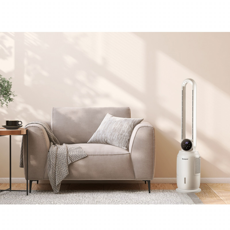 La mâna a doua: Racitor de aer tip coloana Beper P206RAF300, 65 W, 3 viteze, 2 L, Ionizare, LED, Afisaj tactil, Alb