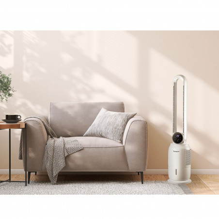 La mâna a doua: Racitor de aer tip coloana Beper P206RAF300, 65 W, 3 viteze, 2 L, Ionizare, LED, Afisaj tactil, Alb
