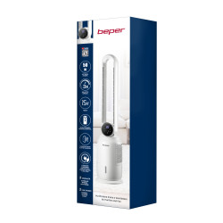 La mâna a doua: Racitor de aer tip coloana Beper P206RAF300, 65 W, 3 viteze, 2 L, Ionizare, LED, Afisaj tactil, Alb