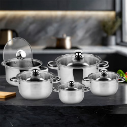La mâna a doua: Set oale Rosberg R51210O10, 10 piese, 2.1-6.3 L, Otel inoxidabil, Argintiu