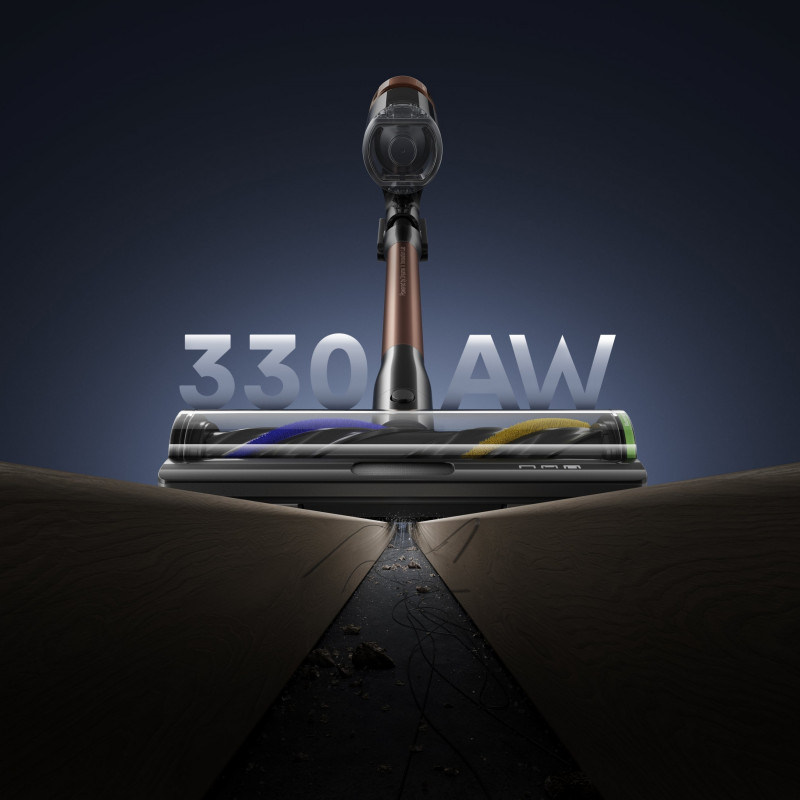 La mâna a doua: Aspirator vertical Dreame Essential V30 VVV21A, 880 W, 30 000 Pa, 90 min, 0,6 l, HEPA H14, OmniX™ 2.0, Recunoastere a tipurilor de murdarie, Pliabil, Negru/Bronz