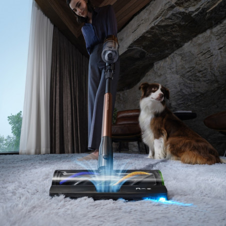 La mâna a doua: Aspirator vertical Dreame Essential V30 VVV21A, 880 W, 30 000 Pa, 90 min, 0,6 l, HEPA H14, OmniX™ 2.0, Recunoastere a tipurilor de murdarie, Pliabil, Negru/Bronz