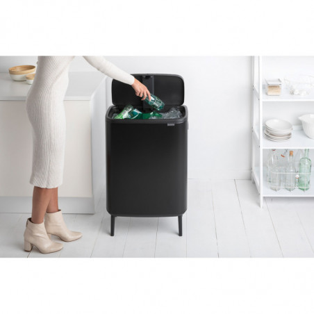 La mâna a doua: Cos pentru gunoi Brabantia Bo Touch Hi 1001260, 60 L, Inaltat, Deschidere lina si silentioasa, Negru mat