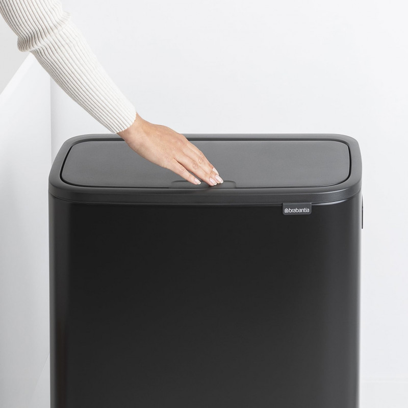 La mâna a doua: Cos pentru gunoi Brabantia Bo Touch Hi 1001260, 60 L, Inaltat, Deschidere lina si silentioasa, Negru mat
