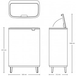 La mâna a doua: Cos pentru gunoi Brabantia Bo Touch Hi 1001260, 60 L, Inaltat, Deschidere lina si silentioasa, Negru mat