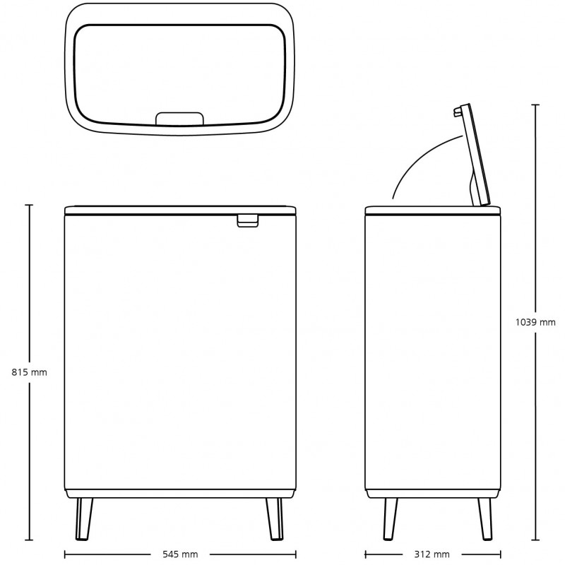 La mâna a doua: Cos pentru gunoi Brabantia Bo Touch Hi 1001260, 60 L, Inaltat, Deschidere lina si silentioasa, Negru mat