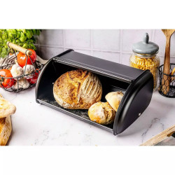 La mâna a doua: Cutie pentru paine Kinghoff KH 1723, 36 cm, Stabila si durabila, Inox, Negru