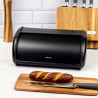 La mâna a doua: Cutie pentru paine Kinghoff KH 1723, 36 cm, Stabila si durabila, Inox, Negru
