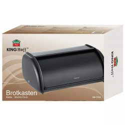 La mâna a doua: Cutie pentru paine Kinghoff KH 1723, 36 cm, Stabila si durabila, Inox, Negru