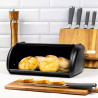 La mâna a doua: Cutie pentru paine Kinghoff KH 1723, 36 cm, Stabila si durabila, Inox, Negru