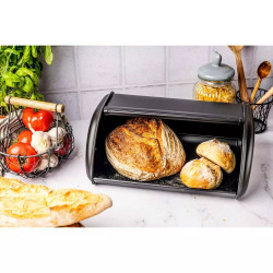 La mâna a doua: Cutie pentru paine Kinghoff KH 1723, 36 cm, Stabila si durabila, Inox, Negru
