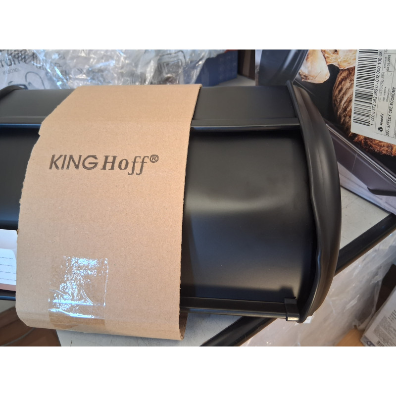 La mâna a doua: Cutie pentru paine Kinghoff KH 1723, 36 cm, Stabila si durabila, Inox, Negru