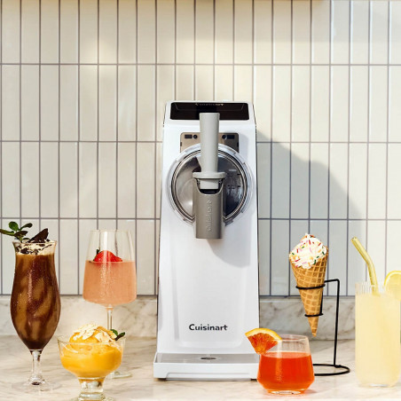 La mâna a doua: Masina de facut inghetata Cuisinart Frost Fusion Ice Cream & Slushie ICE201E, 170 W, 1,6 l, Dozare inteligenta, Mentinere a temperaturii, Compresor, Alb