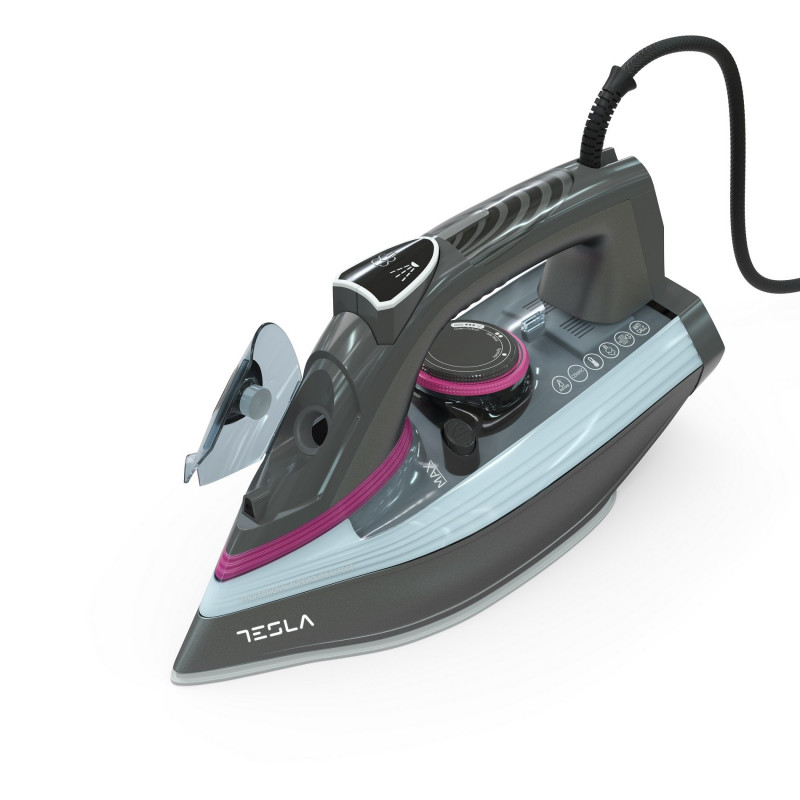 La mâna a doua: Fier de călcat Tesla IR400GP, 3100 W, Placă ceramică, Abur 135 g/min, 380 ml, Autocurățare, Gri