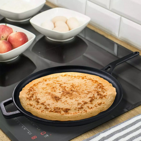 Recenzie: Tigaie pentru clătite Kinghoff KH 1895, 29 cm, fontă, suprafață antiaderentă, compatibilă cu plitele cu inducție, negru