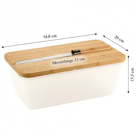 Cutie pentru paine cu taietor si cutit 3in1 Kesper 58480, bambus, mat