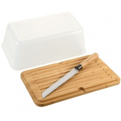 Cutie pentru paine cu taietor si cutit 3in1 Kesper 58480, bambus, mat