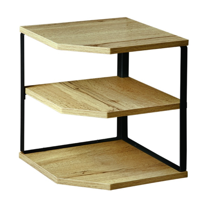 Raft de colt Kesper 27833, MDF, 3 niveluri, 28 x 26 cm, pana la 10 kg, negru/imitatie de lemn