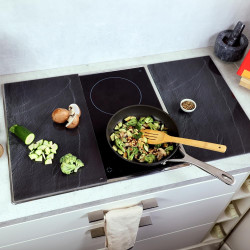 Set de 2 placi de protectie pentru plite/blat Kesper 37523, 50 x 28,5 cm, Sticla, Negru