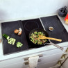 Set de 2 placi de protectie pentru plite/blat Kesper 37523, 50 x 28,5 cm, Sticla, Negru