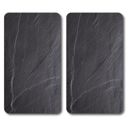 Set de 2 placi de protectie pentru plite/blat Kesper 37523, 50 x 28,5 cm, Sticla, Negru