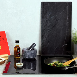 Set de 2 placi de protectie pentru plite/blat Kesper 37523, 50 x 28,5 cm, Sticla, Negru