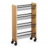 Raft bucatarie cu rotite Kesper 27843, 4 rafturi, 4 rotite mobile, MDF/metal, maro/negru
