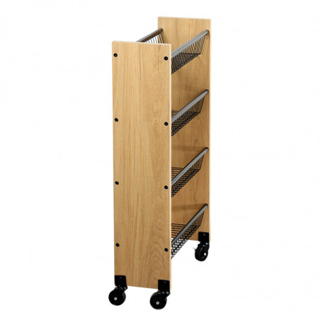Raft bucatarie cu rotite Kesper 27843, 4 rafturi, 4 rotite mobile, MDF/metal, maro/negru