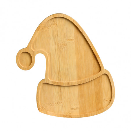 Tava de servit din bambus în forma de caciula tema Craciun Kesper 94073, 30,5 cm, 2 compartimente, Maro