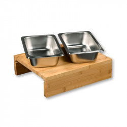 Set de tocator cu 2 tavi de colectare Kesper 58355, 35 cm, Bambus, Otel inoxidabil, Maro