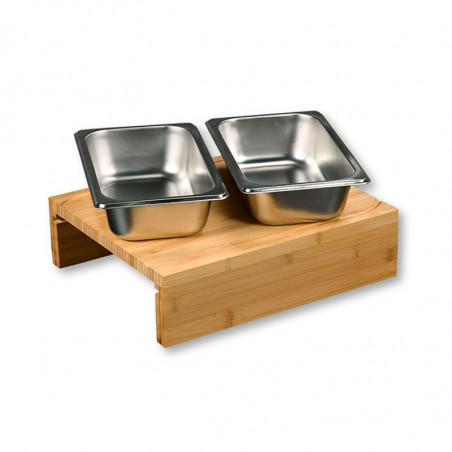 Set de tocator cu 2 tavi de colectare Kesper 58355, 35 cm, Bambus, Otel inoxidabil, Maro