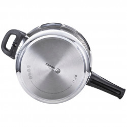 Oală sub presiune Fagor Duo 4L, 22 cm, 60/100 kPa, marcaj interior, fund IMPAKSTEEL, 5 sisteme de protecție, compatibilă cu plitele cu inducție, argintie
