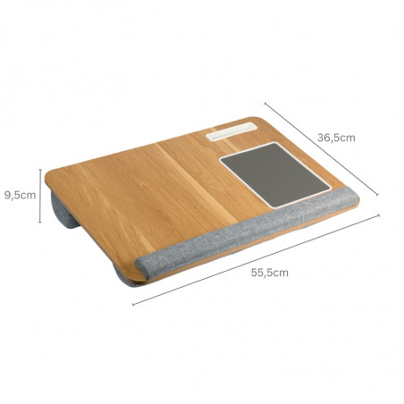 Suport pentru laptop cu suport pentru mouse Kesper 77623, Suport integrat pentru smartphone/tableta, 54,5 x 35,5, Maro