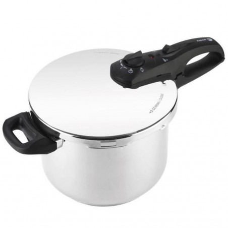 Oală sub presiune Fagor Duo 4L, 22 cm, 60/100 kPa, marcaj interior, fund IMPAKSTEEL, 5 sisteme de protecție, compatibilă cu plitele cu inducție, argintie