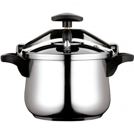 Oală sub presiune Fagor Clasica 8 L, 55 kPa, 24 cm, supapă de siguranță, 3 sisteme de protecție, oțel inoxidabil 18/10, compatibilă cu plitele cu inducție, argintie