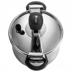 Oală sub presiune Fagor Clasica 8 L, 55 kPa, 24 cm, supapă de siguranță, 3 sisteme de protecție, oțel inoxidabil 18/10, compatibilă cu plitele cu inducție, argintie