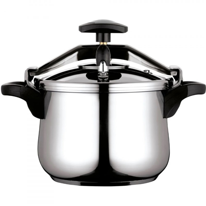 Oală sub presiune Fagor Clasica 10 L, 55 kPa, 24 cm, supapă de siguranță, 3 sisteme de protecție, oțel inoxidabil 18/10, compatibilă cu plitele cu inducție, argintie