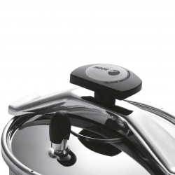 Oală sub presiune Fagor Clasica 10 L, 55 kPa, 24 cm, supapă de siguranță, 3 sisteme de protecție, oțel inoxidabil 18/10, compatibilă cu plitele cu inducție, argintie