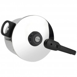 Oală sub presiune Fagor Dual Xpress 6L, 30-90 kPa, 22 cm, 5 sisteme de protecție, fund cu 3 straturi, oțel inoxidabil 18/10, compatibilă cu plite cu inducție, argintiu
