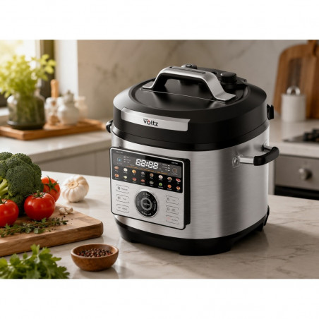 Oală sub presiune Oliver Voltz OV51985L6, 1000 W, 6 L, 90 kPa, 3 trepte, afișaj LED, inox