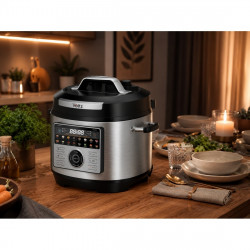 Oală sub presiune Oliver Voltz OV51985L6, 1000 W, 6 L, 90 kPa, 3 trepte, afișaj LED, inox