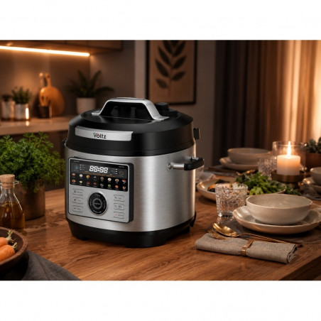 Oală sub presiune Oliver Voltz OV51985L6, 1000 W, 6 L, 90 kPa, 3 trepte, afișaj LED, inox