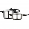 Set de 2 oale sub presiune Fagor Duo 4+6 L, 22 cm, 60/100 kPa, marcaj interior, fund IMPAKSTEEL, 5 sisteme de protecție, compatibile cu plitele cu inducție, culoare argintie