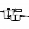 Oală sub presiune Fagor Dual Xpress 4+6 L, 2 buc., 30-90 kPa, 22 cm, 5 sisteme de protecție, fund cu 3 straturi, oțel inoxidabil 18/10, inducție, argintiu