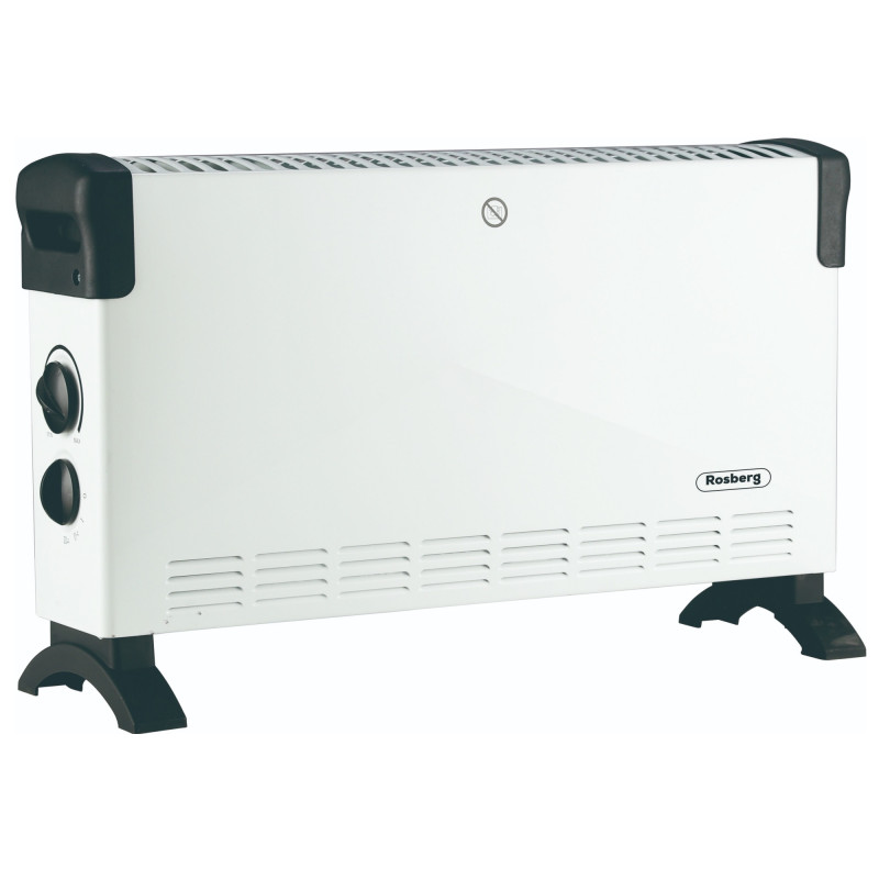 Convector electric Rosberg R51974FT, 2000W, 3 trepte, Ventilator turbo, Termostat, Protectie la supraincalzire, Alb