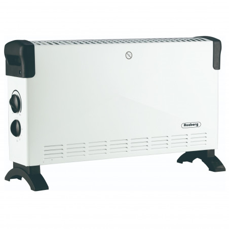 Convector electric Rosberg R51974FT, 2000W, 3 trepte, Ventilator turbo, Termostat, Protectie la supraincalzire, Alb