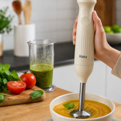 Blender manual Oliver Voltz Nice OV51112PR, 600 W, 2 viteze, cap de mixare din oțel, culoare crem