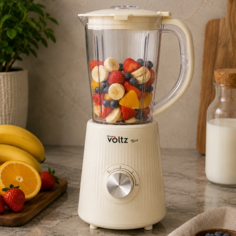 Blender Oliver Voltz Nice OV51162PR, 500 W, 1,5 l, 2 viteze + funcție puls, culoare crem