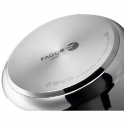 Oală sub presiune Fagor Level, 6 l, 90 kPa, 22 cm, 5 sisteme de protecție, fund cu 3 straturi, compatibilă cu plitele cu inducție, argintie